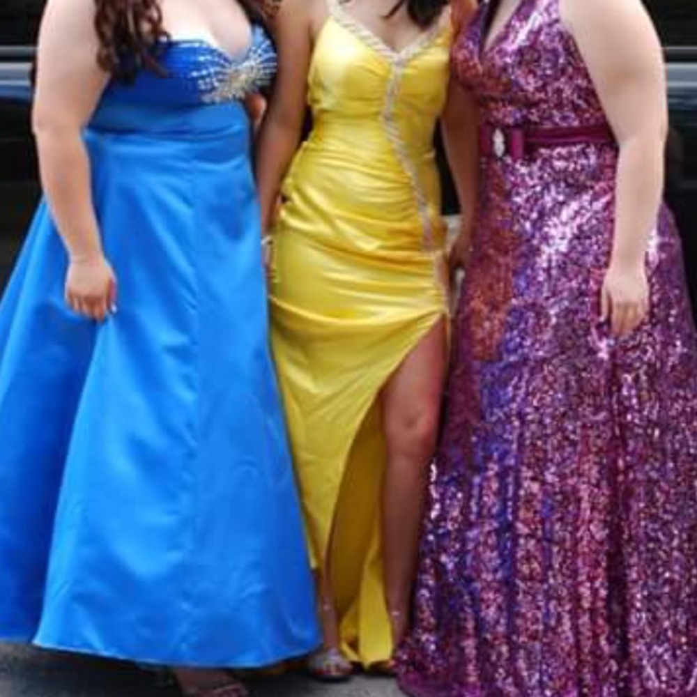 Yellow Prom Dress with Sequin Detailing